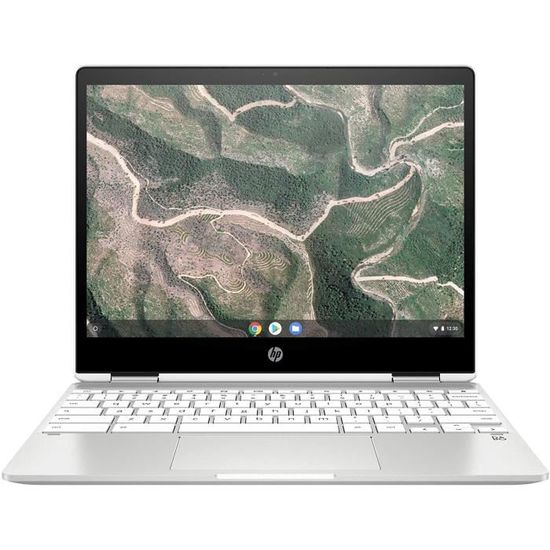 HP Chromebook x360 12b-ca0005nf PC Ultraportable Convertible et Tactile 12'' HD IPS Blanc (Intel Celeron, RAM 4 Go, eMMC 32 Go, AZER