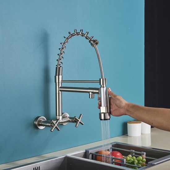 Robinet De Cuisine à Pont En Laiton Non Poli Avec Poignées Au Choix - UK