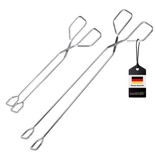 Pinces De Cuisine En Acier Inoxydable - Lot De 2 - 30 Cm De Long - Pour Barbecue, Rôtisserie, Cuisson - Mâchoires Incurvées Et Droites - Poignée Antidérapante - 12