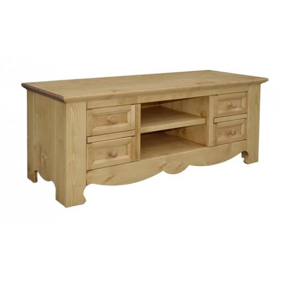 Meuble Tv Pin Massif 130 Cm 4 Tiroirs Oregon Achat Vente