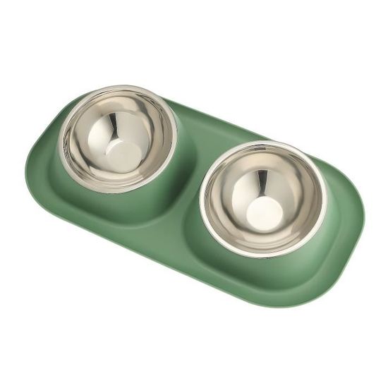 Bol Double Pour Chat/chien Anti-dérapant - Pour Nourriture Et Eau - Intérieur/extérieur - Orange - 2