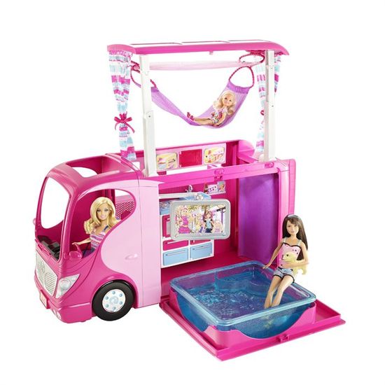 Camping-Car Barbie - MATTEL JEUX - Avec cuisine équipée, salle de douche, toilettes, jacuzzi et écran plat