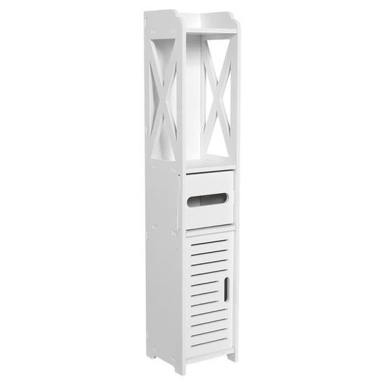LEH Nouveau Etagère de rangement meuble de toilette armoire en bois blanc 80x15.5x15CM salle de bains