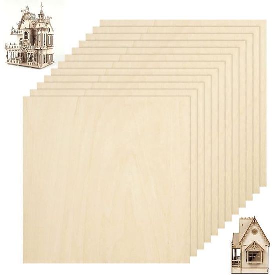 Punvot 12 Plaque Bois Brut Contreplaqué, Balsa 1,5mm, 300x200x1,5 Mm