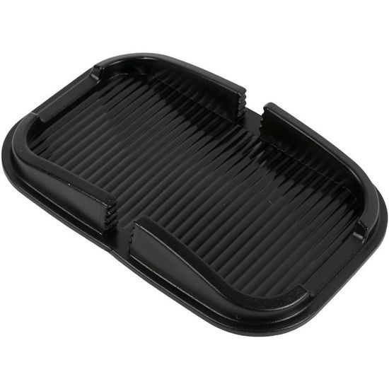 Tapis Antidérapant Voiture Multifonction - Support Téléphone Rotatif 360°, Plaque Stationnement Intégrée - Noir Universel