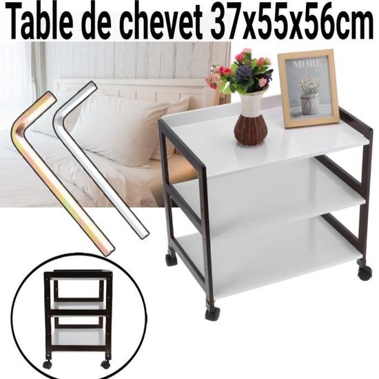 Table de chevet/Table d'appoint/Bout de canapé/Desserte de lit en bambou de 3 couches à roulettes HAO-23