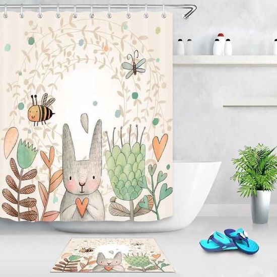 Rideau De Douche MUSOLEI - Anti-moisissure, 180x200cm, Motif Tortue Marine - Imperméable Et Facile à Installer