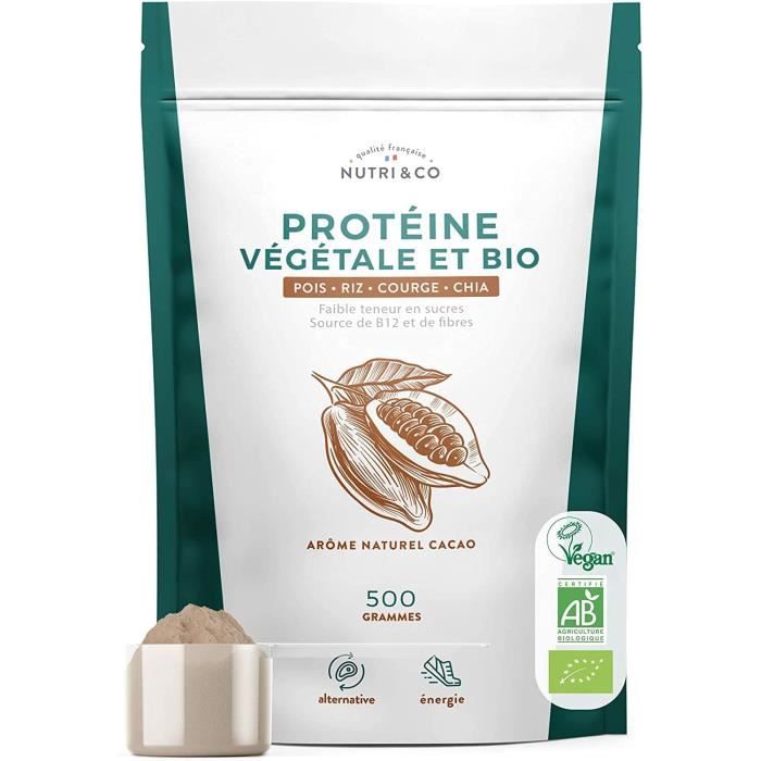 Protéine Vegan BIO - 4 Sources : Pois, Riz, Chia et Courge - Alternative à la Whey - Riche en BCAA - Mélange Onctueux sans Grume31