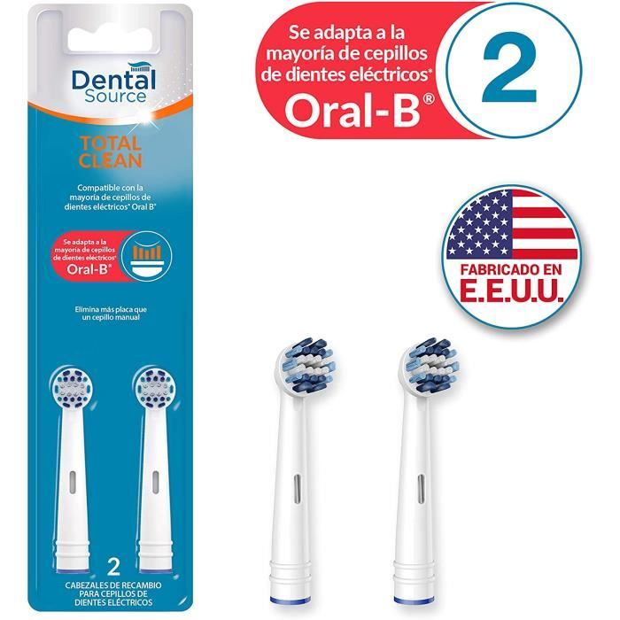 Brossettes de rechange Dental Source Dental Source Total Clean Pack de 2 têtes de rechange compatibles avec Oral-B 2 uni 665621