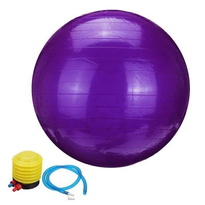Ballon de Yoga 55cm Fitness Sport Exercice + Pompe Violet