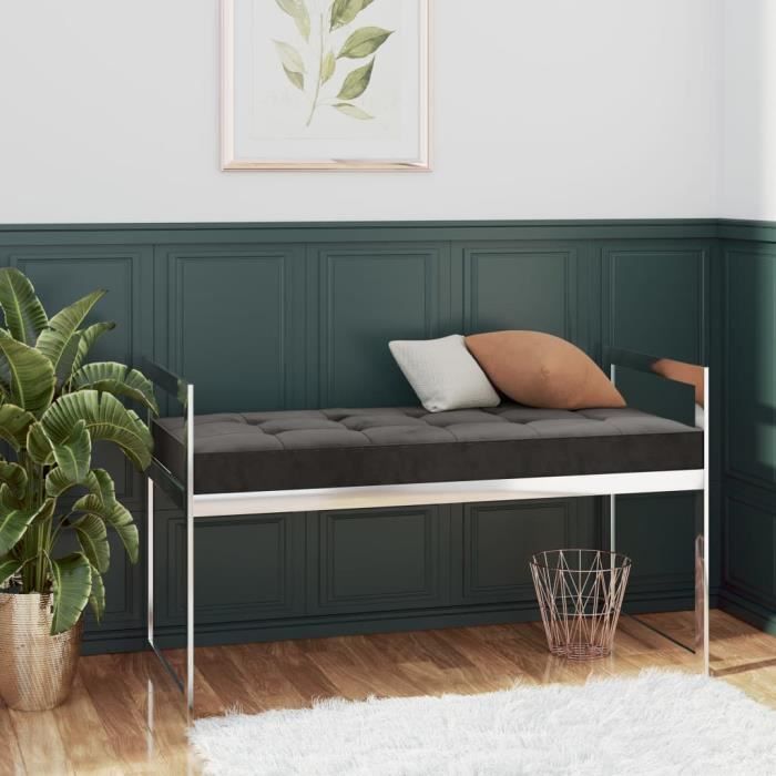 *BMM* 2459Classique - Banc de rangement Meuble Bas Coffre Jardin Décor - Banc de Salon Cuisine Banquette d'Entrée 97 cm Gris Velours