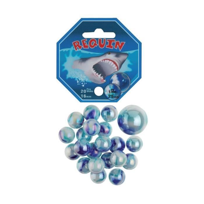 Sachet De 20 Billes De 1.6 Cm + 1 Callot de 2.5 Requin - Jeu De Recreation
