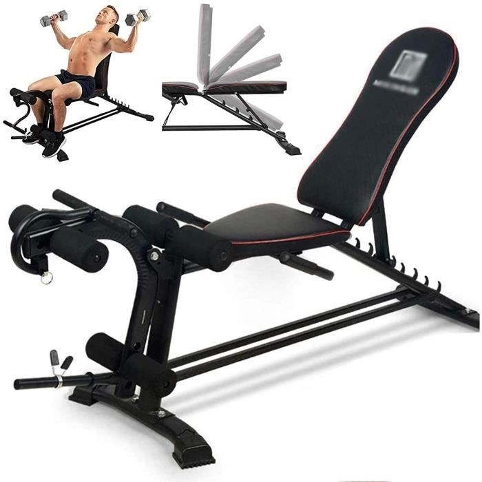 BANC DE MUSCULATION Multifonction Haltère Banc,Banc Remise Forme avec Extension Jambe Leg Curl,Banc Musculation Ré247
