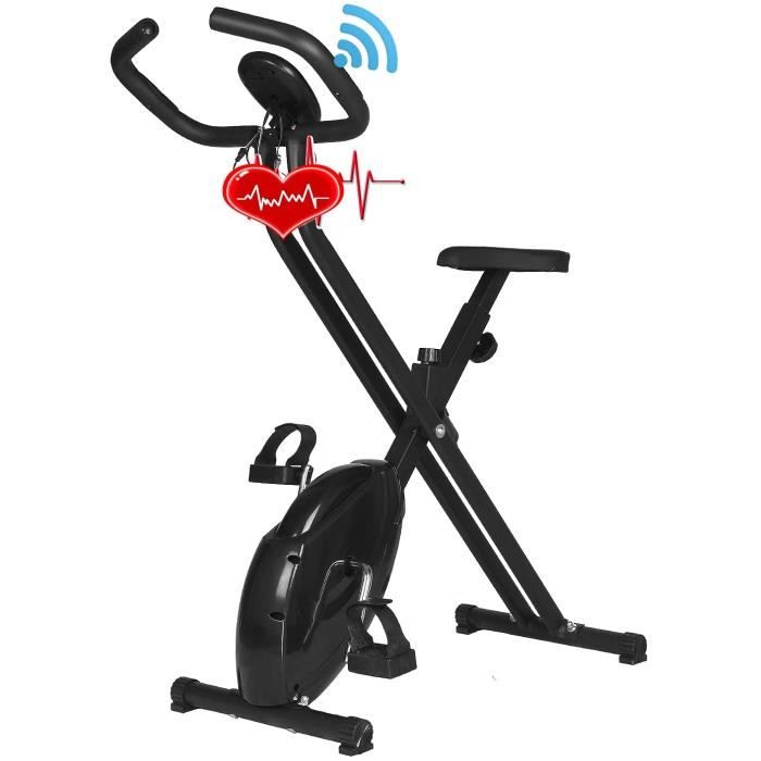 Vélo d'appartement X-bike pour la maison avec hauteur de siège réglable, vélo de siège pliable avec mesure de la fréquence cardi39