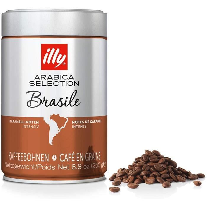 illy Café En Grains Arabica Selection Brésil Goût Intense - 100% Arabica - 6 boîtes de 250g (15kg)