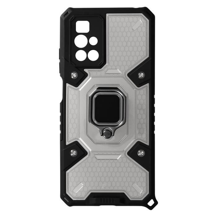 Coque Ring Xiaomi Redmi 10 Design Nid d'abeille Bague Support Métallique blanc Blanc