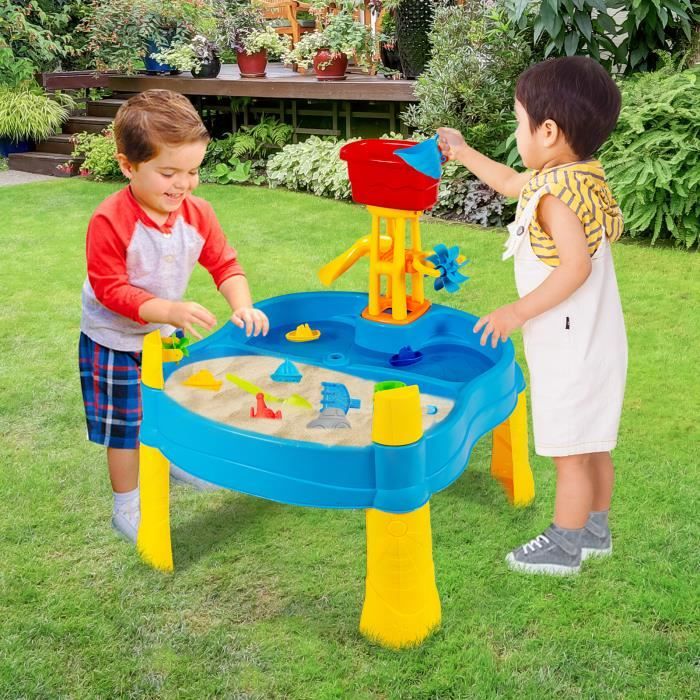 DREAMADE Table d’Activité de Sable d’Eau avec Accessoires, Table de Jeu pour Enfant pour Intérieur & Extérieur, pour Enfant 3 Ans+