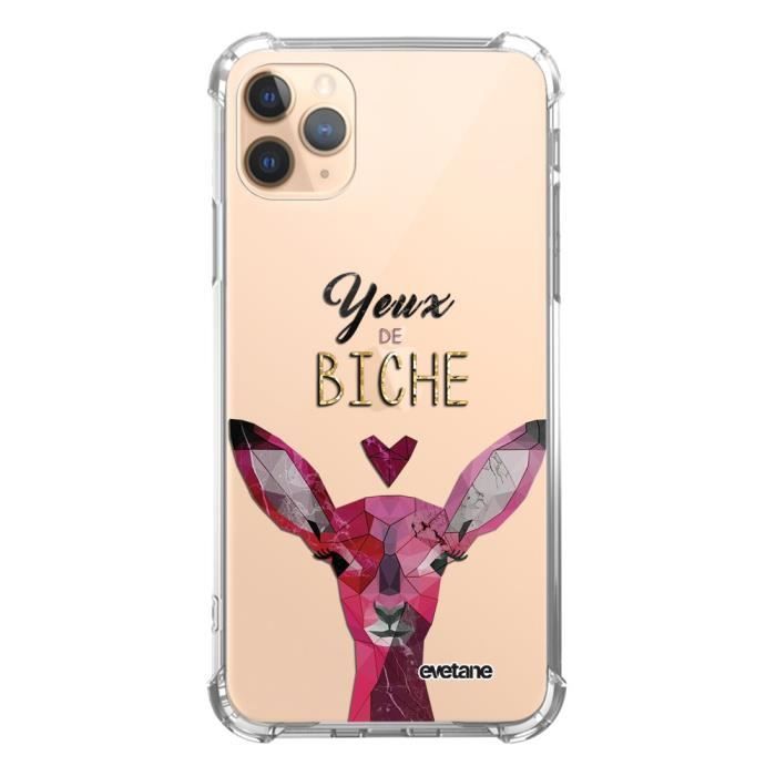 Coque Iphone 11 Pro Max silicone anti-choc souple avec angles renforcés transparente motif Yeux De Biche