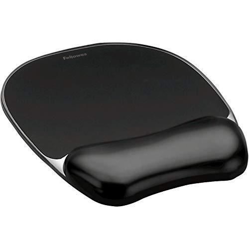 Fellowes Tapis de souris repose poignet Crystal Gel, tapis de souris ergonomique, en gel transparent noir