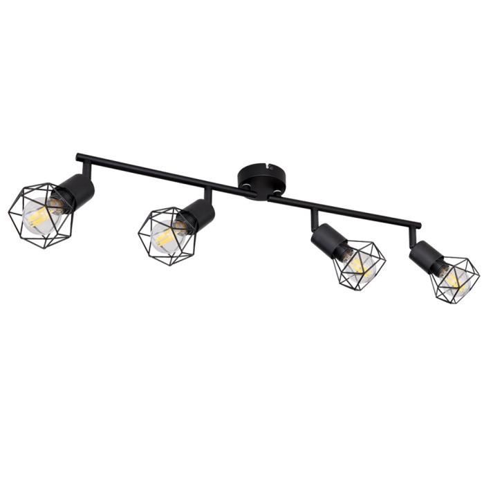 Plafonnier, noir, spots orientables, L 60 cm, XARA I