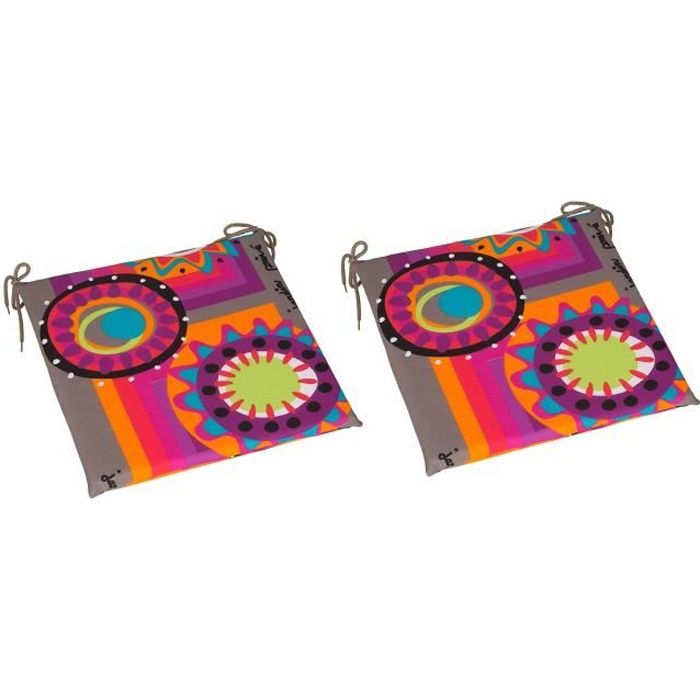 Galettes de chaise 100% coton carré 38x38cm (lot de 2) NIRVANA