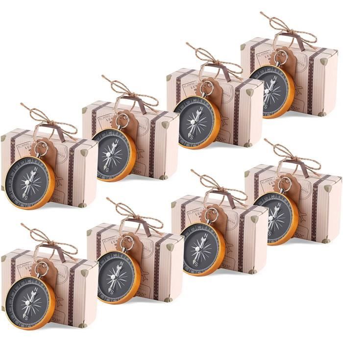 Cadeau De Mariage - Limics24 - 20Pcs Mini Boîte Valise Faveur À Dragées Boussole Étiquettes Fête D Anniversaire