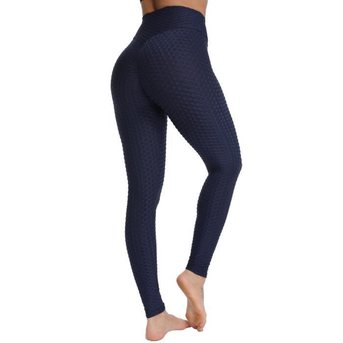 FITTOO Leggings de Sport Anti-Cellulite Femme Pantalon Moulant Taille Haute Slim Push Up Butt Lifter pour Gym Fitness Bleu Marine XS