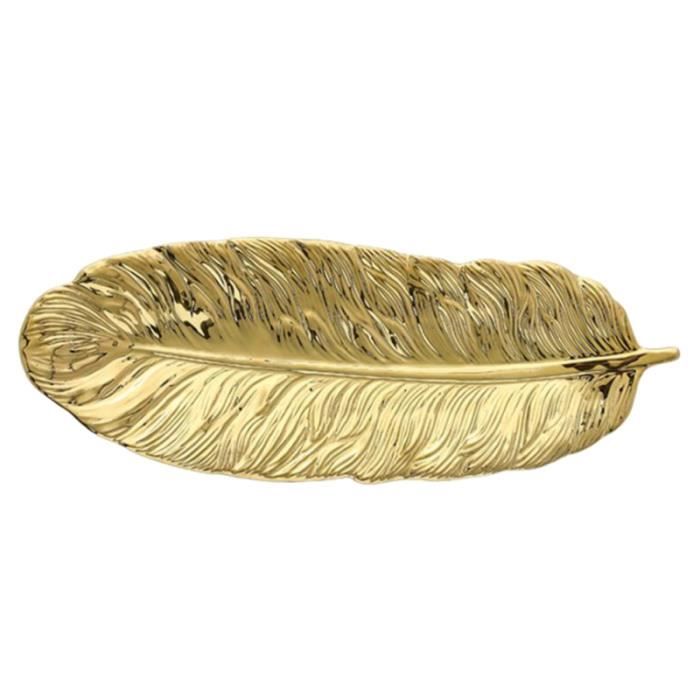 1 pièces plateau en céramique forme de plume créative en cuir à bijoux doré de rangement de bureau COUVERTURE - EDREDON - PLAID