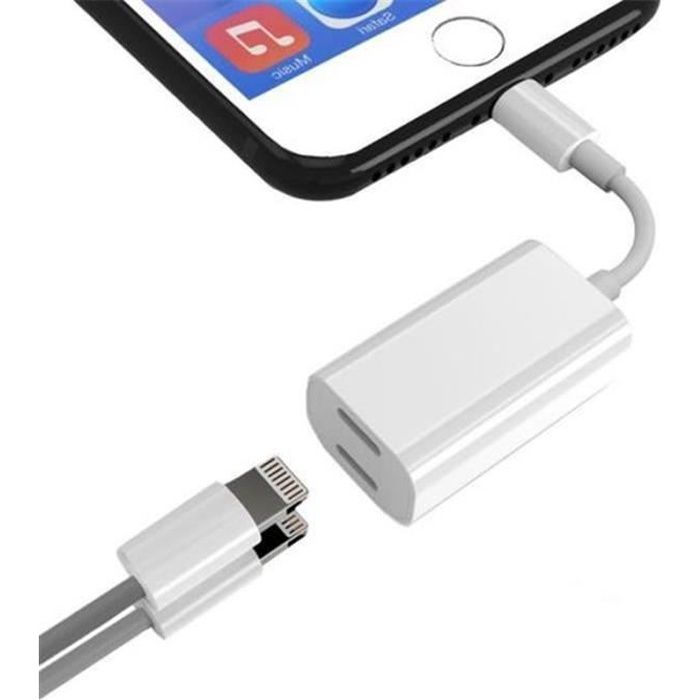 Adaptateur Lightning Audio Charge compatible iPhone 7 , Double Port Lightning Adaptateur, Ecouter Musique et Charger Votre iPhone 7