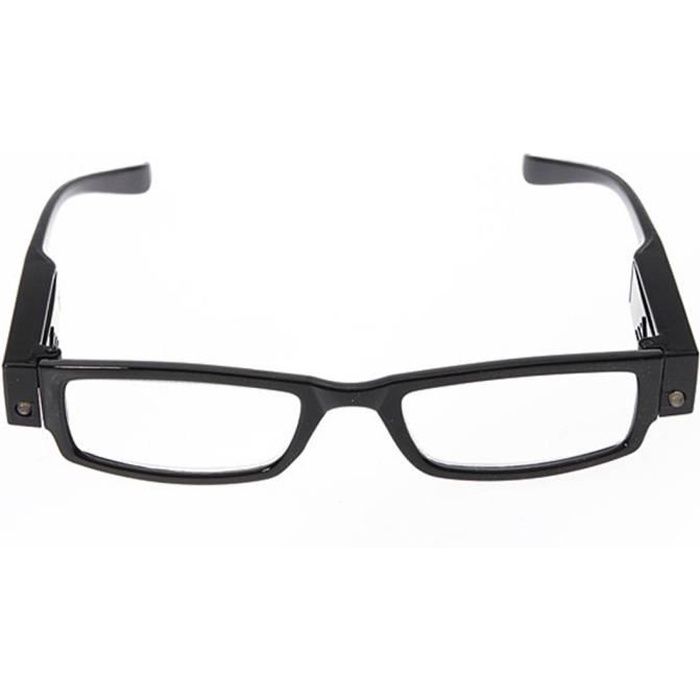 Lunette De Lecture Loupe LED Lumiere Grossissante Presbytie Noir, Dioptrie +2.5