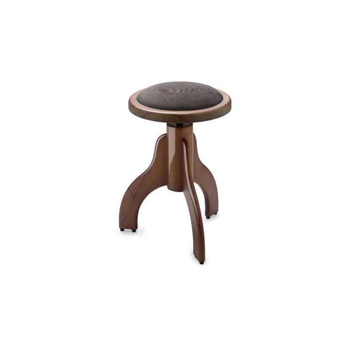 Tabouret Piano Stagg PS35 noyer brillant pelotte velours brun
