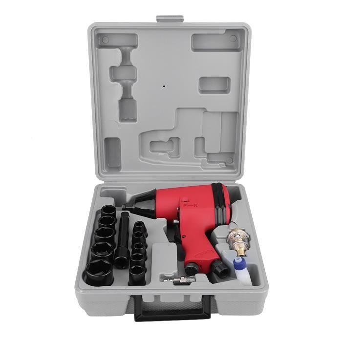 17 pièces 1-2 -Twin Hammer Air Clé à chocs ensemble de pistolet avec douilles + adaptateur UE + étui-GXU
