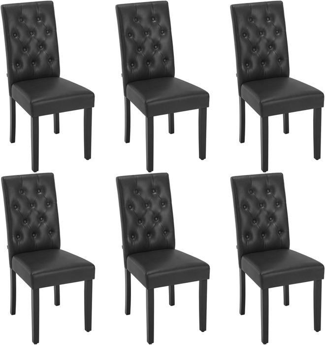 WOLTU Lot de 6 Chaises de Salle à Manger Dossier Haut Chaise de Cuisine en Similicuir Pieds en Bois Massif Noir W0ATT0319-6 WOLTU Lot de 6 Chaises de Salle à Manger Dossier Haut Chaise de Cuisine en Similicuir Pieds en Bois Massif Noir W0ATT0319-6