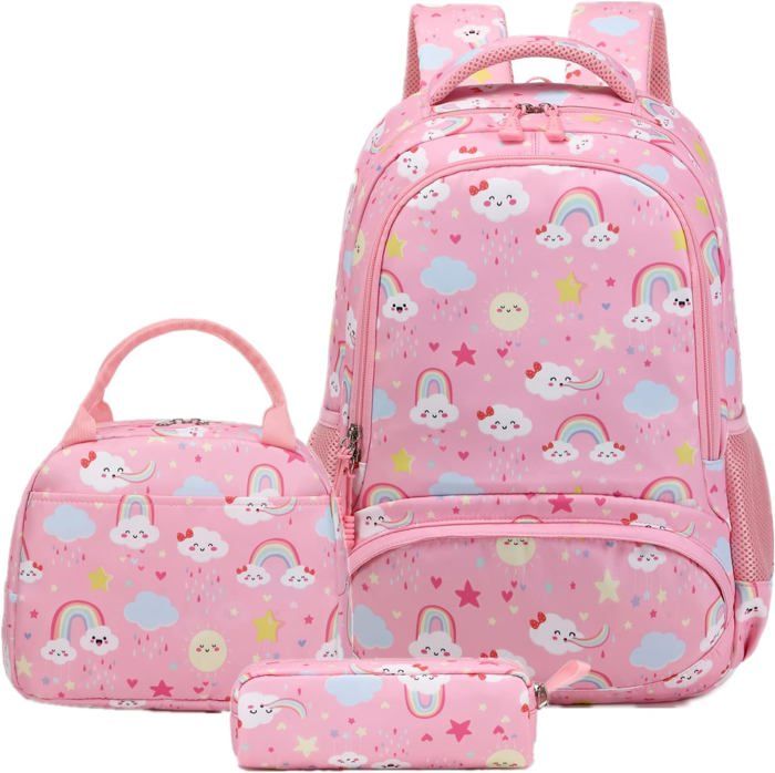 Sac à Dos Fille Primaire Kawaii – Cartable Léger Avec Pendentif, Multiple Compartiments, Pour école Et Voyage