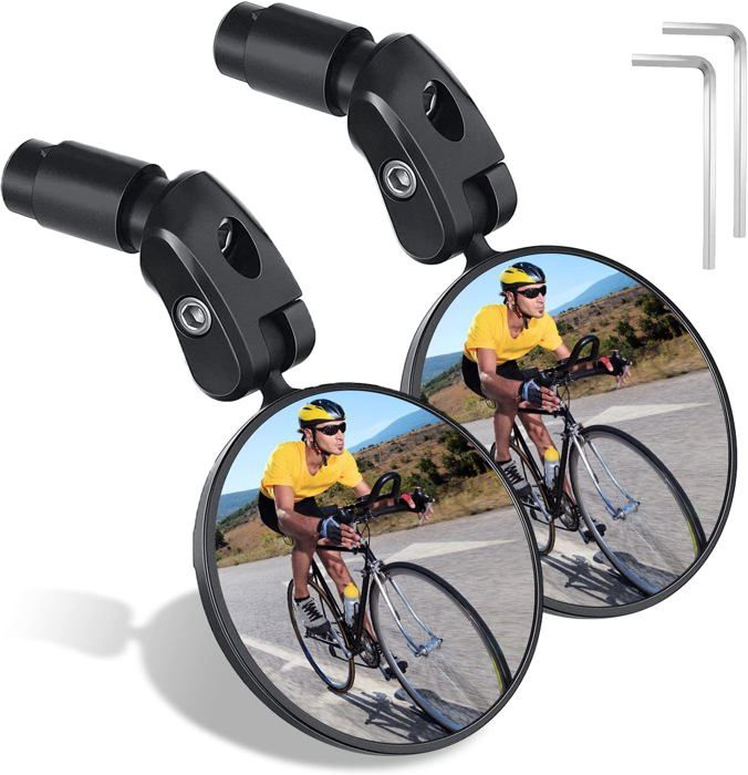 Rétroviseur de Vélo - Miroir Convexe HD - Rotatif 360° - Grand Angle - Sécurité Maximale - Sport
