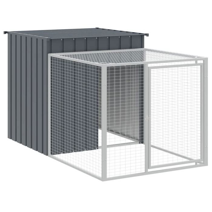Comparer les prix de UU Poulailler avec cour anthracite 110x201x110 cm acier galvanisé - Pour poulets poules CHY520535