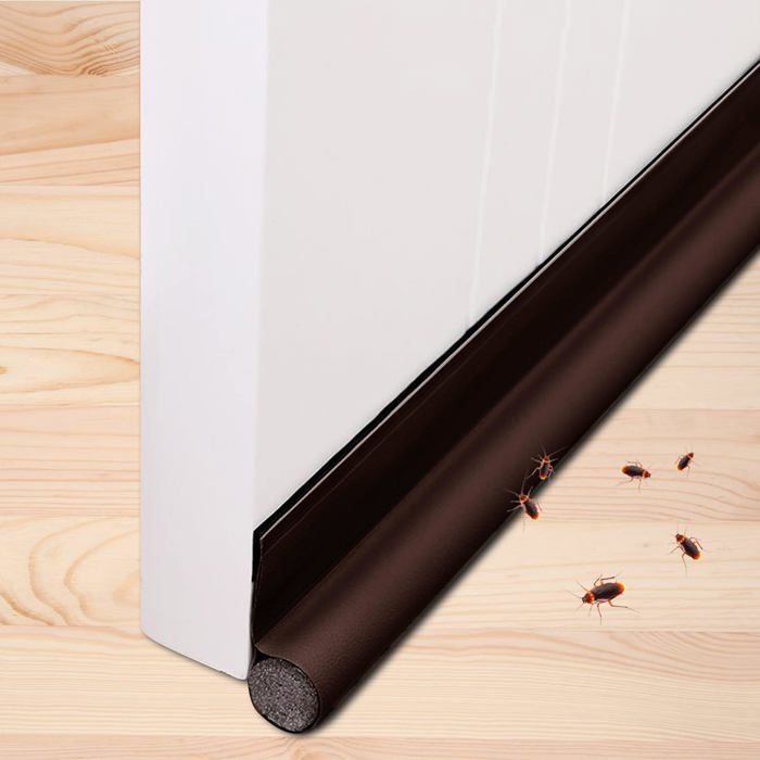 TOFFCAEA 3 Pièces Bas De Porte Unilatéral 96 X 5 Cm Brun - Joint Isolation Anti Courant D'Air