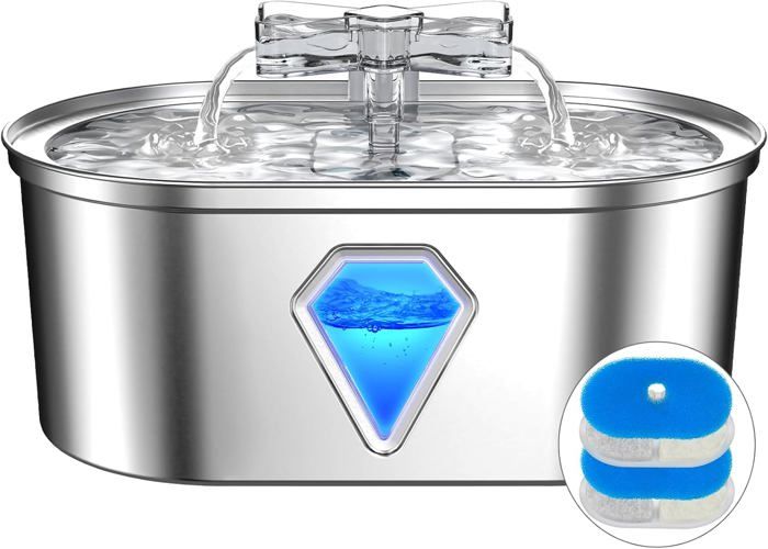 Meilleurs prix pour 3.5L Fontaine à Eau pour Chat en Acier Inoxydable en Forme de Robinet Distributeur d'eau Automatique pour Chat Super