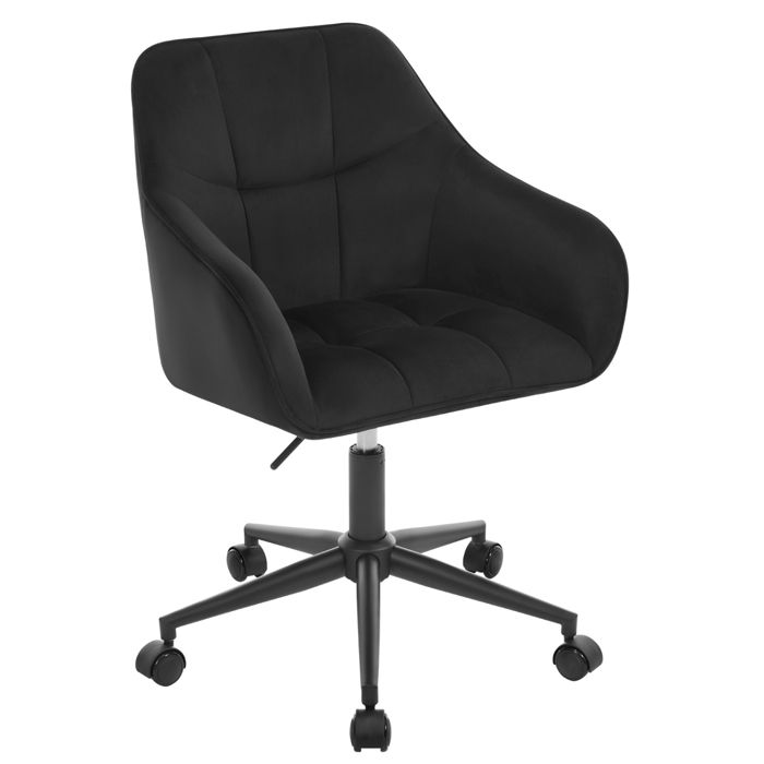 WOLTU Chaise Bureau Pivotante Chaise Coiffeuse Rembourré en Velours Noir W0ATT0800