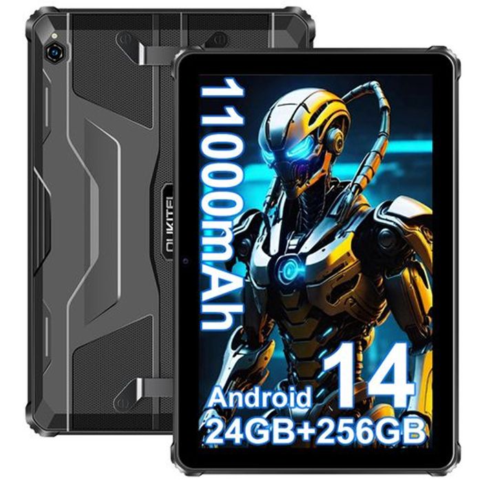 OUKITEL RT9 Tablette Écran 10.1 24Go+256GO 11000mAh Tablette Tactile 16MP Android 14 Tablette Incassable Double SIM 4G/GPS Noir