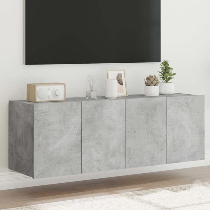 Meilleures Armoire HiFi suspendus Meubles TV muraux et lumières LED 2pcs - gris béton - 60x35x41cm SSD42532515