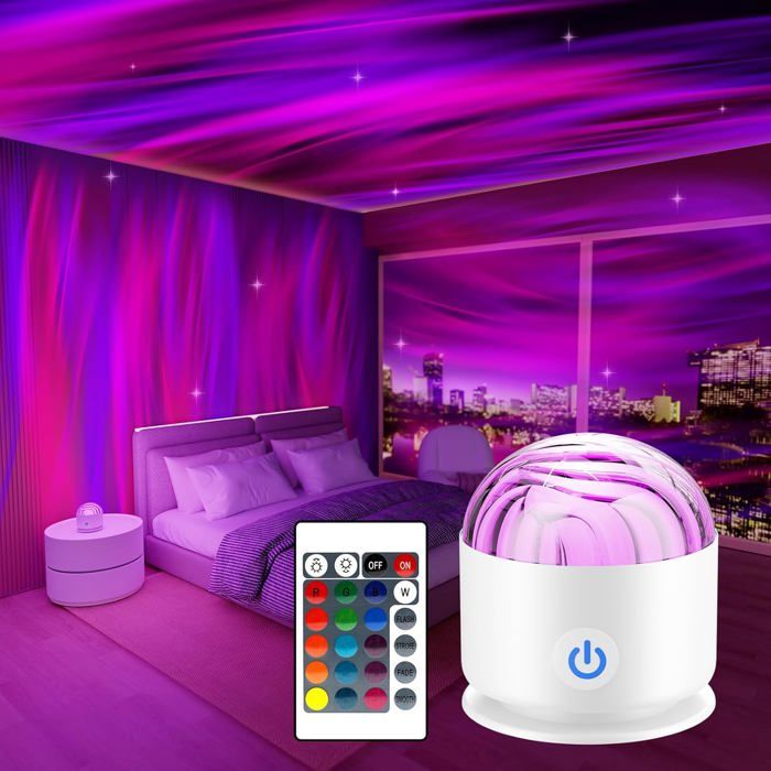 Bawoo Projecteur Ciel Étoilé Aurore Boréale LED 48 Effets - Veilleuse Bluetooth Avec Télécommande Pour Enfants Et Adultes