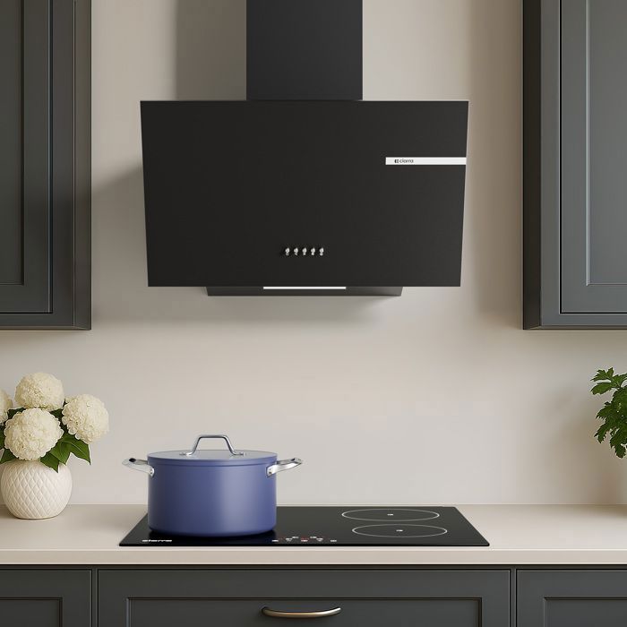 CIARRA Hotte Aspirante 60cm 580m3/h A+ avec 2 Filtre Actif 3 Vitesses Recyclage ou Evacuation Hotte Inclinée Noir CD6765AB