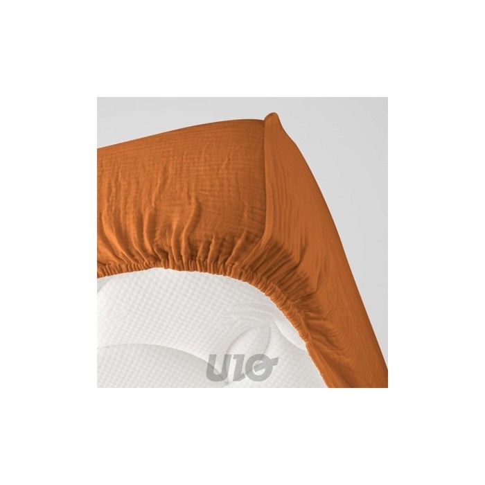 Drap housse - Douceur dIntérieur - Gaze de coton - 190x140cm - marron