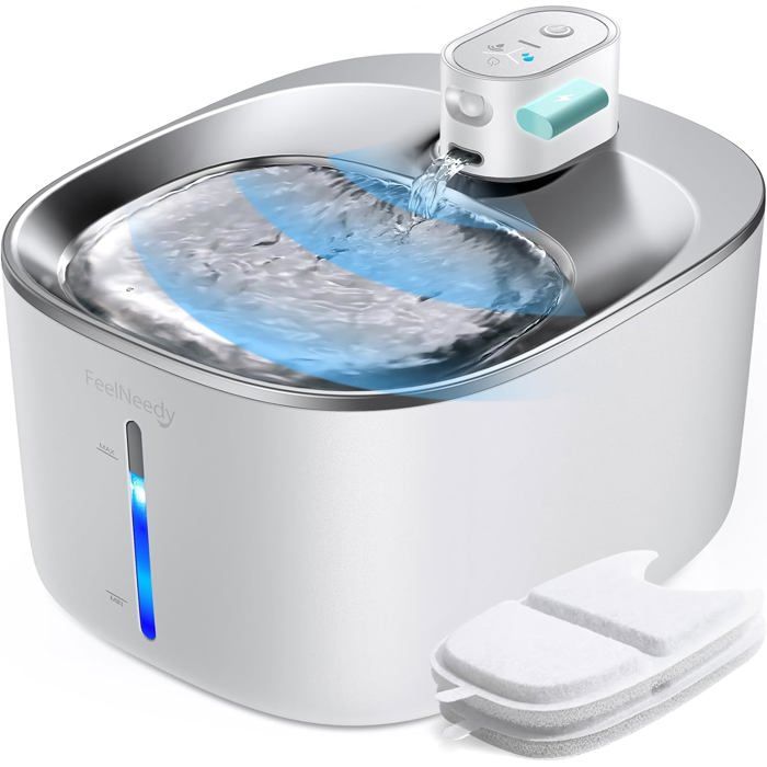 Meilleurs prix pour FLEUVE-Fontaine a eau pour chat-Fontaine à eau sans fil 4L avec détecteur de mouvementbatterie 4000mAh2 filtres pour chat et