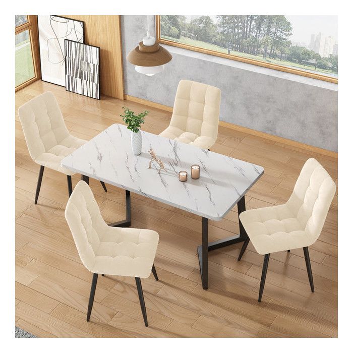 Ensemble Table et Chaises Salle a Manger 117X68 cm, Pieds de Table ...