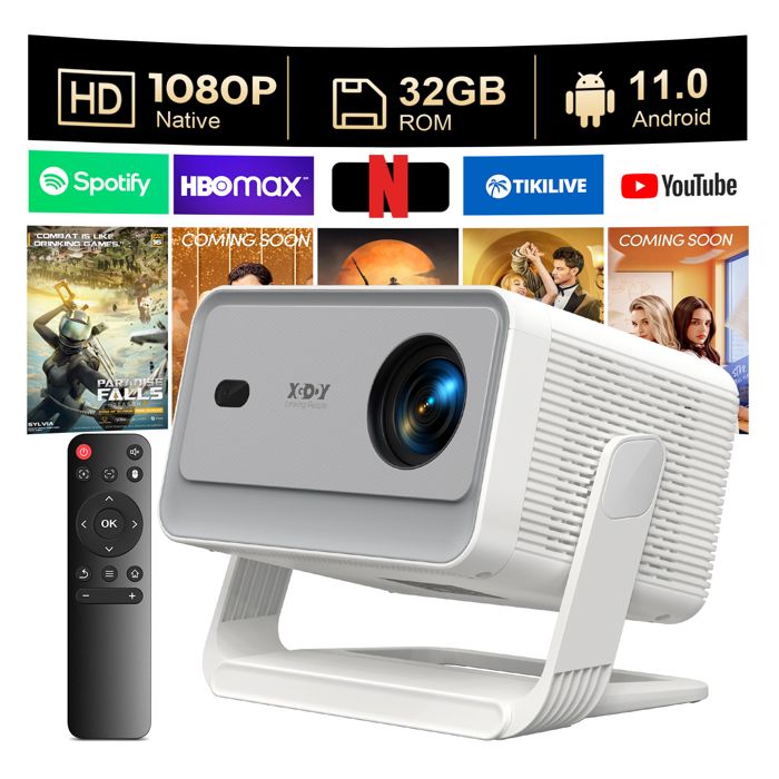 Videoprojecteur 4K [Netflix/Auto Focus] RetroProjecteur WiFi Bluetooth 25000 Lumen, DoIby Audio Auto Keystone Full HD 1080P Auto Correction Trapézoïdale Pour IOS/Android/Laptop/PS5 HDMI