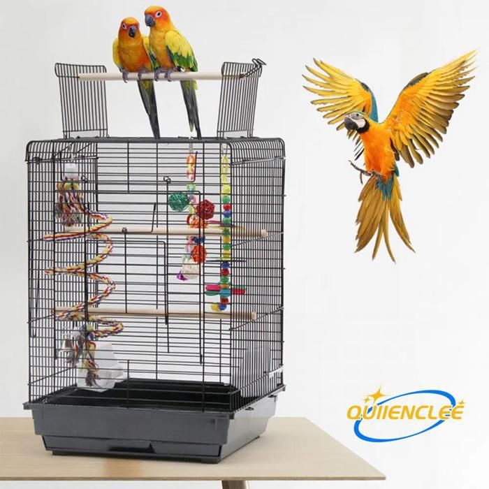 Meilleurs prix pour Cage à oiseaux QUIIENCLEE 40 × 40 × 58 cm cage à perchoirs portable à ouverture par le haut noire