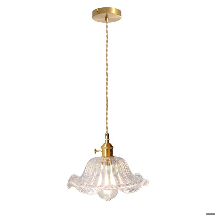 iDEGU Lustre en VerreLampe Suspension Vintage Abat-jour Design Fleur E27 Lampe de Plafond Industriel Style Retro pour Salon Cafes