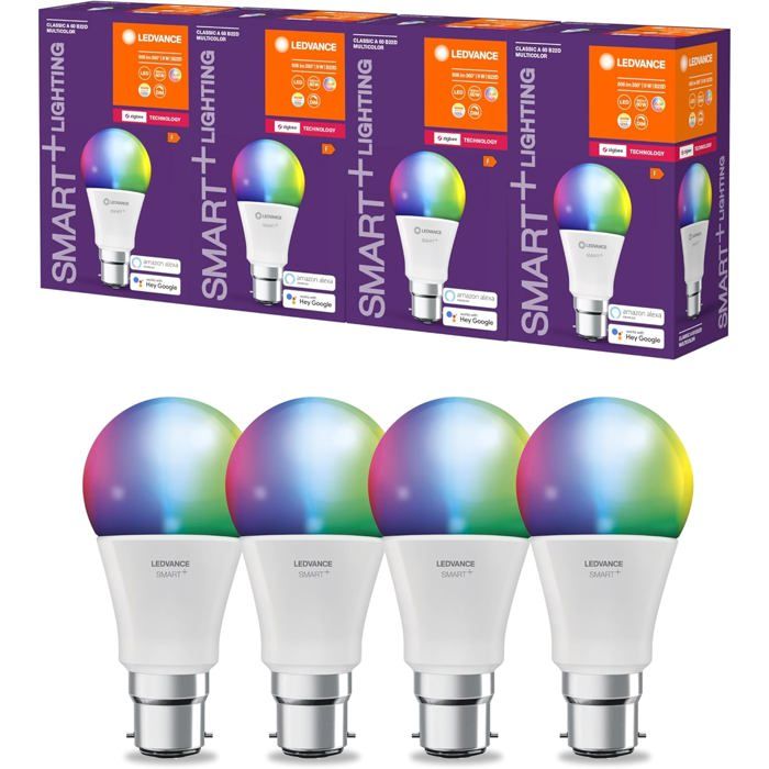 Lampe LED Smart+ - LEDVANCE - Smart+ A60 ZigBee - 9W (806 lm) - RGBW Tunable White - Pack de 4 Lampe LED Smart+ - LEDVANCE - Smart+ A60 ZigBee - 9W (806 lm) - RGBW Tunable White - Pack de 4